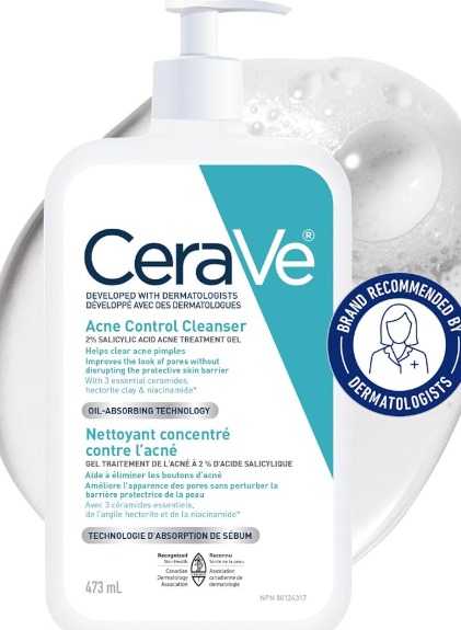 CeraVe Acne Control Cleanser – 2% Salicylic Acid Treatment (473ml)