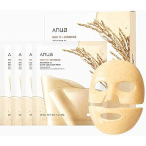 ANUA Rice 70 Glow Collagen Mask (4-Pack) - Overnight Glass Skin Treatment, Ceramide & Tightening Care