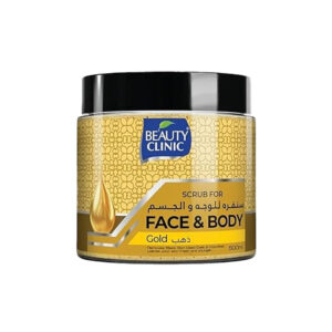 BEAUTY CLINIC Gold Face & Body Scrub (500ml) - Luxurious Exfoliant, Removes Dead Cells, Blackheads & Impurities for Fresh, Glowing Skin
