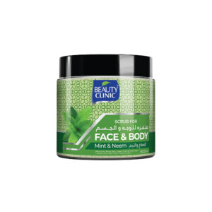 BEAUTY CLINIC Mint & Neem Face & Body Scrub (500ml) - Purifying Exfoliant, Removes Dead Cells & Blackheads, for Fresh, Clear, Younger Skin