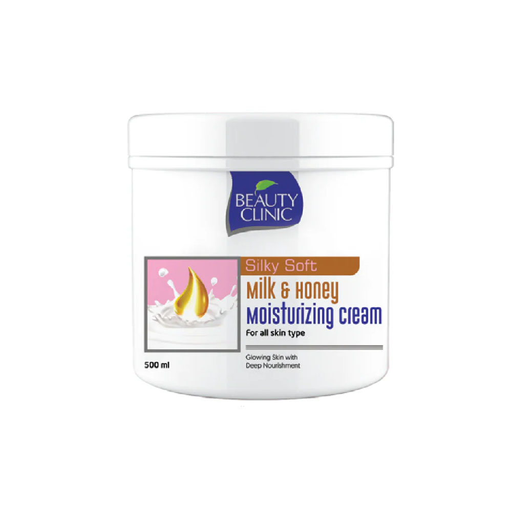 BEAUTY CLINIC Silky Soft Milk & Honey Moisturizing Cream (500ml) - Deep Nourishment for All Skin Types, Promotes Glowing Skin
