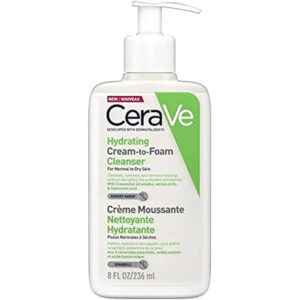 CeraVe Hydrating Cream-to-Foam Cleanser 236ml | 3-in-1 Face Wash, Hydrator, & Makeup Remover