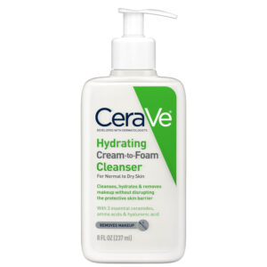 CeraVe Hydrating Cream-to-Foam Cleanser 237ml | 3-in-1 Face Wash, Hydrator, & Makeup Remover