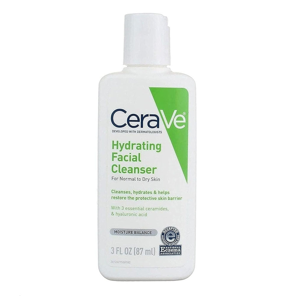 CeraVe Hydrating Facial Cleanser 87ml | Non-Foaming Wash with Ceramides (Travel Size)
