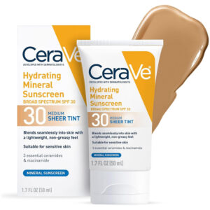 CeraVe Hydrating Mineral Sunscreen Face Sheer Tint – SPF 30 (1.7oz / 50ml)