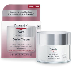 EUCERIN Face Q10 Revitalize Daily Cream (48g) - Anti-Wrinkle Day Cream for Sensitive Skin with Coenzyme Q10 & Biotin, Fragrance Free