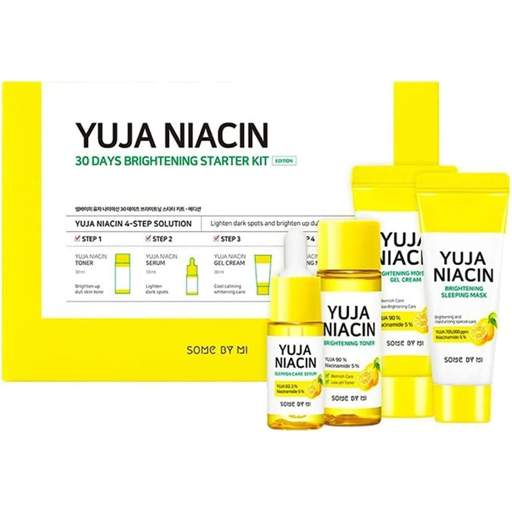 Some By Mi Yuja Niacin 30 Days Brightening Starter Kit (4-Piece Set) – Complete Brightening Solution with Niacinamide 5% and Yuja Extract – Lightens Dark Spots & Improves Dull Skin Tone