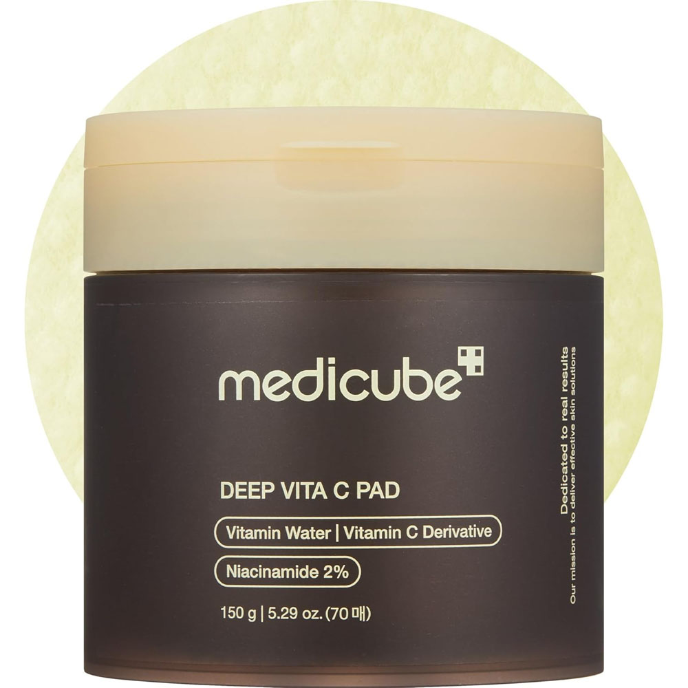 Medicube Deep Vita C Facial Pads (70 Pads) - 500,000 PPM Vitamin Water & Niacinamide 2% Toner Pads for Brightening & Uneven Skin Tone Care - Korean Skincare