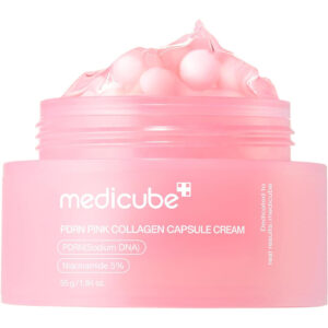 Medicube PDRN Pink Collagen Capsule Cream (1.94 oz.) - Lightweight Moisturizer with Salmon DNA PDRN & Niacinamide 5% for Glow, Hydration & Uneven Skin Tone Care - Korean Skincare