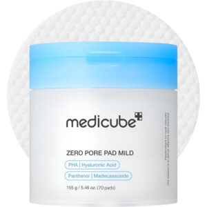 Medicube Zero Pore Pads Mild 2.0 (70 Pads) - Gentle Calming Toner Pads with PHA for Exfoliation, Minimizing Pores, and Blackhead Removal - Korean Skincare